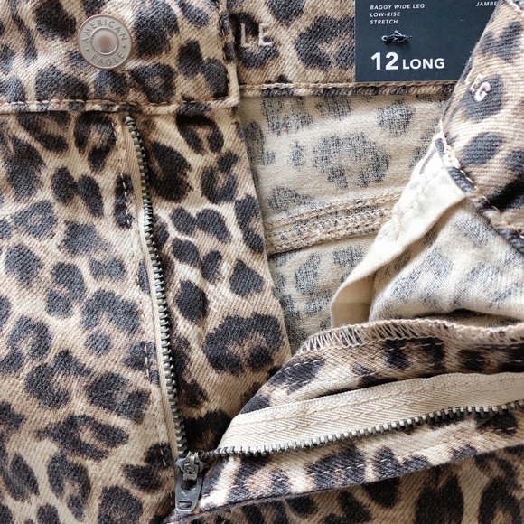 American Eagle Stretch Leopard Low-Rise Baggy Wide-Leg Jeans AE pants animal - Picture 10 of 12